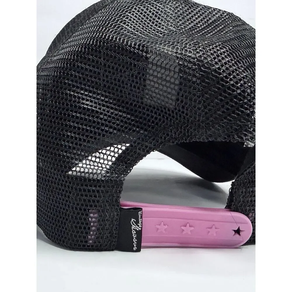VINTAGE HAVANA 1954 Trucker Hat Cap Women | Mesh, Black/Pink/Silver Sparkly